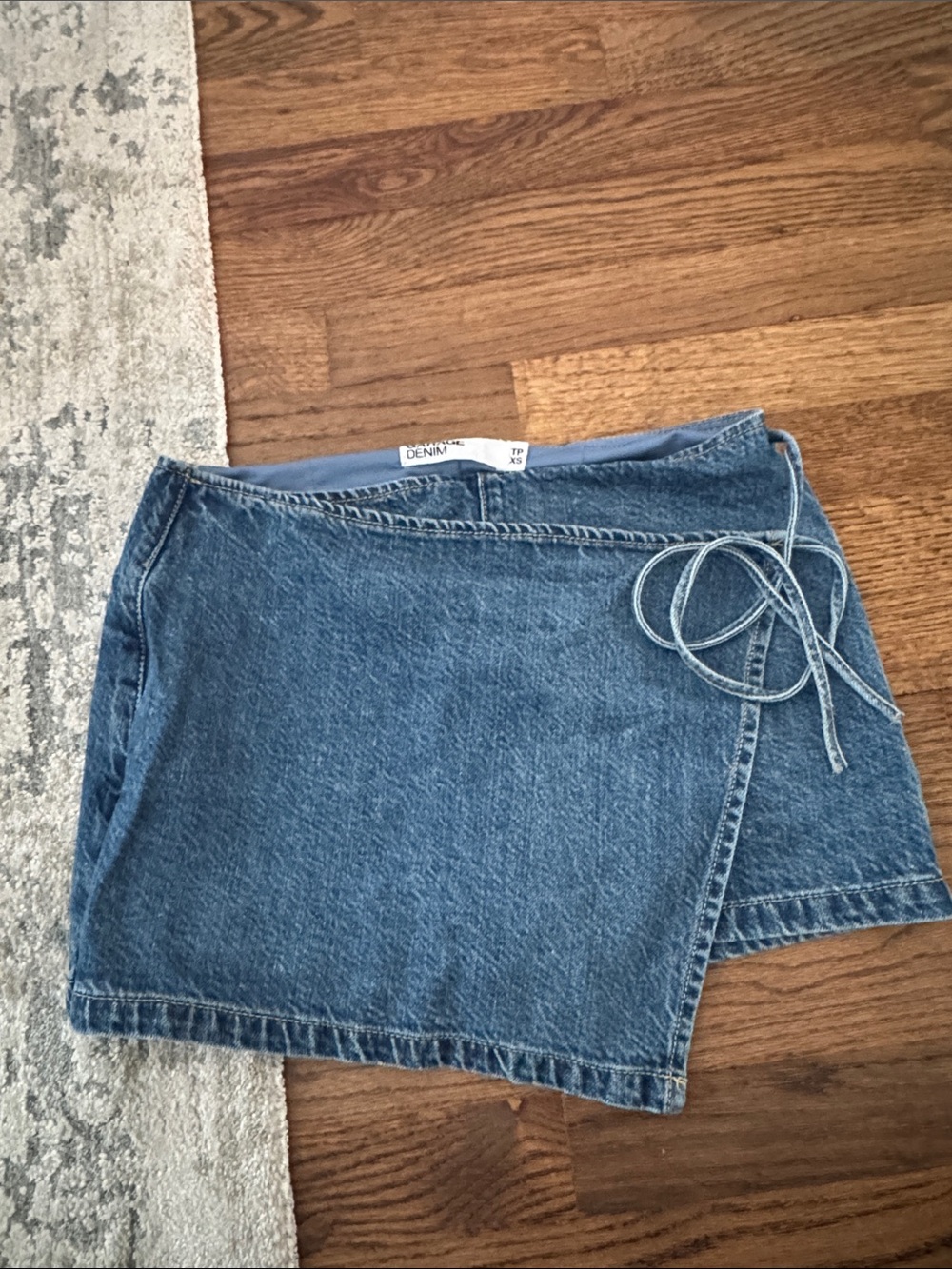Garage Denim Wrap Skirt in Blue